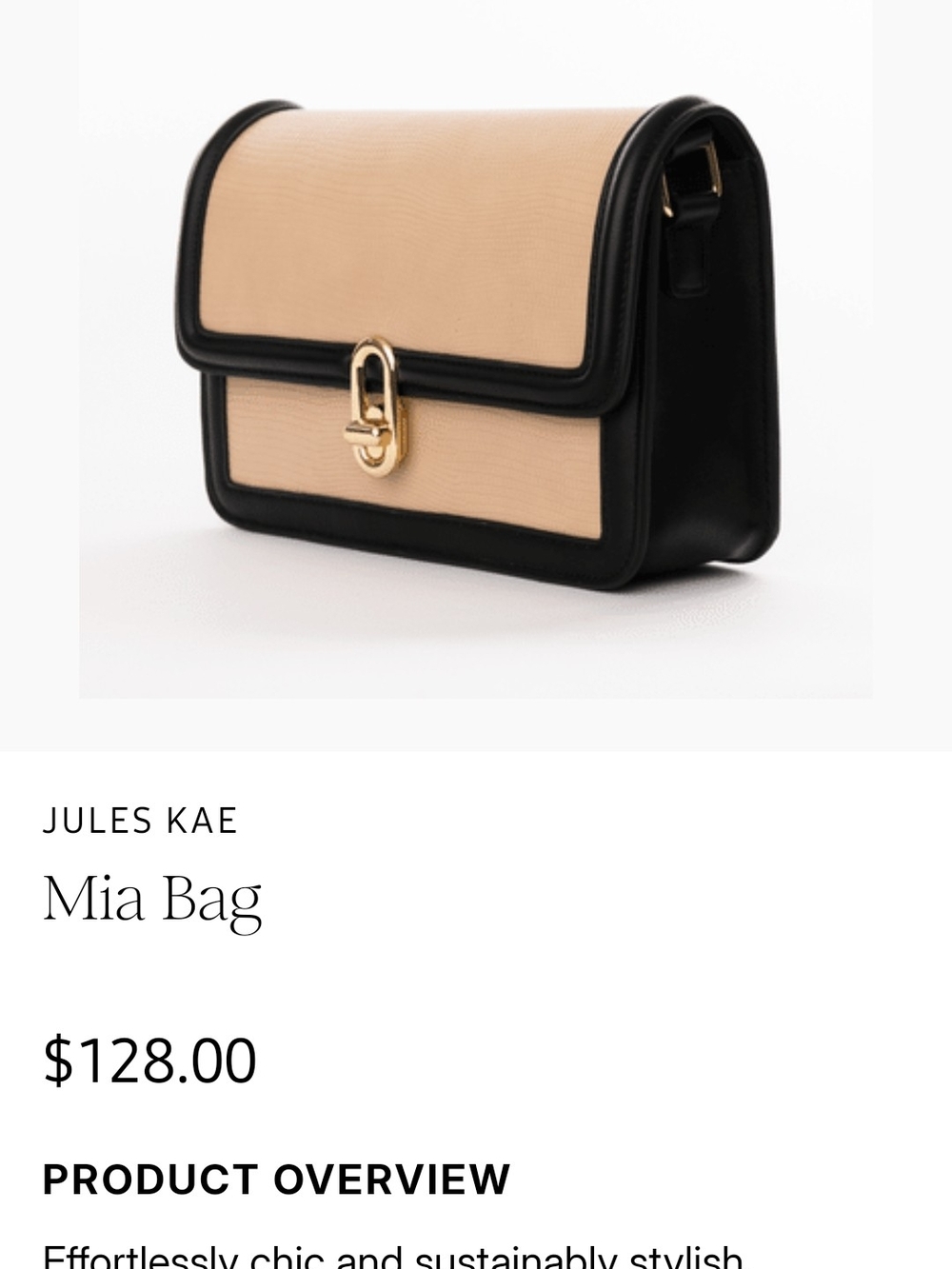 Jules Kae Structured Shoulder Bag in Beige and Black